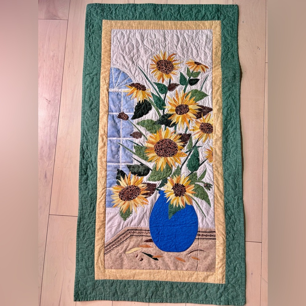 Sunflower Tapestry with Blue Vase